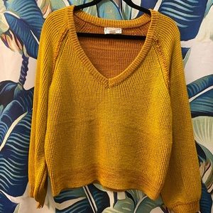Yellow crop sweater with bell sleeves